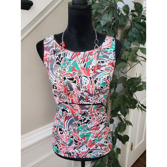 Nine West Womens Multicolor Polyester Sleeveless Round Neck Top Blouse Size M - Picture 1 of 14